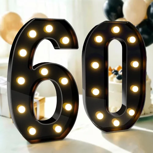 Vista 19 de Pooqla - Números iluminados negros, decoraciones de cumpleaños 50 para hombres Number 50