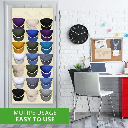 Vista 6 de Dofilachy Estante para sombreros - Organizador de sombreros - Estantes para gorras de béisbol, soporte para sombreros visible - Estante