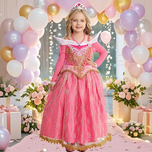 Vista 2 de Disfraz de princesa para niñas pequeñas, disfraz de princesa rosa, cumpleaños, Halloween, Navidad, cosplay, fiestas