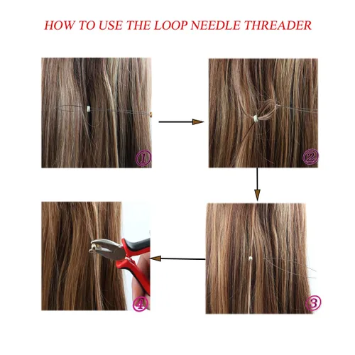 Vista 6 de Kit de herramientas de extensión de cabello, 3 piezas de microeslabones Remove Plier, Pulling Hooks, Micro Silicone Rings Bead Device for Micro