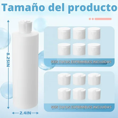 Vista 2 de Paquete de 6 botellas de champú de plástico de 16 onzas con 6