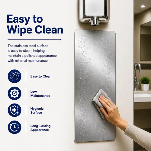 Vista 7 de 5Seconds - Protector de pared para secador de manos, protector contra salpicaduras de pared de acero inoxidable con tiras de cinta adhesiva Gris