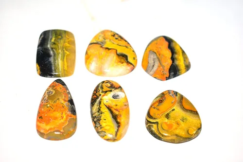 Vista 2 de Lote de cabujones de piedras preciosas sueltas de jaspe abejorro natural, piedra preciosa suelta para fabricación de joyas, cristales curativos