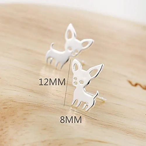 Vista 3 de QIAN0813 Aretes pequeños de Chihuahua para mascotas para mujeres, lindos aretes de perrito y cachorro, joyería de animales Love My Pet, aleación