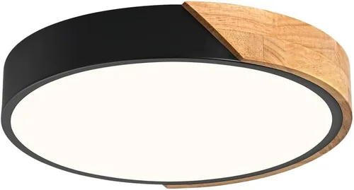 Vista 18 de Lámpara de techo LED moderna, lámpara de techo minimalista de madera empotrada, 4000 K no regulable, lámpara de iluminación circular con pantalla