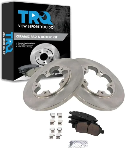 Vista 160 de TRQ Juego de pastillas de freno y rotor de cerámica trasera compatible con Honda Accord V6 1998-02 3.0L con frenos de disco traseros 02-06 Acura RSX