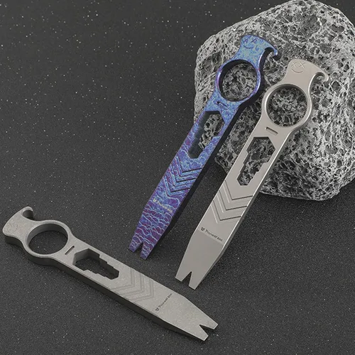Vista 3 de Edc - Barra de palanca de titanio, herramienta multiherramienta de bolsillo, abridor de botellas, barra de palanca para extractor de uñas, pequeña