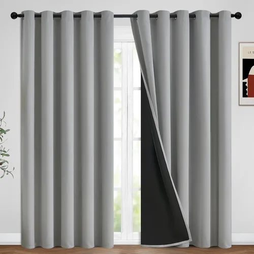 Vista 129 de Yakamok Cortinas negras, cortinas de ventana con aislamiento térmico y eficiencia energética para dormitorio, cortinas opacas completas y cortinas