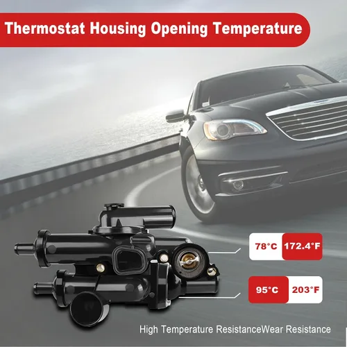 Vista 5 de WMPHE Kit de carcasa para termostato de refrigerante del motor compatible con Dodge Avenger 2008-2014, Dodge Caliber 2008-2012, Chrysler Sebring