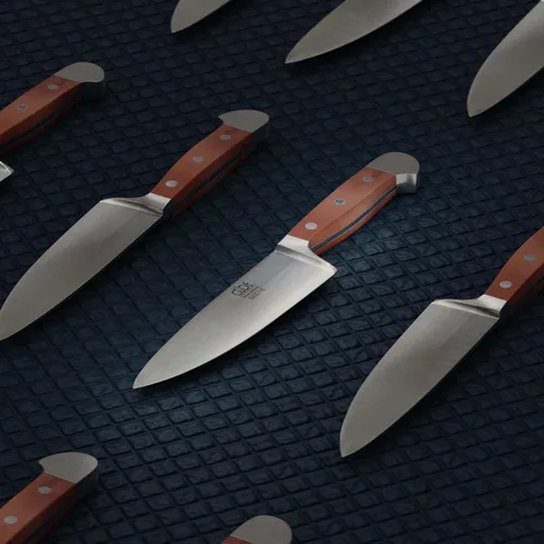 Vista 4 de Güde Alpha Pear Series Cuchillo de chef forjado a mano/afilado con mango de madera de pera de lujo de 6 pulgadas, fabricado en Solingen, Alemania