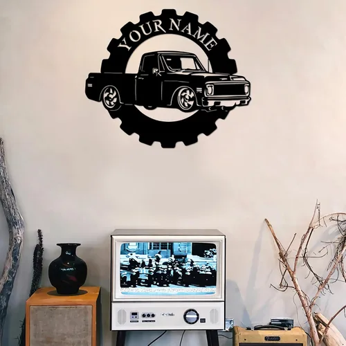 Vista 3 de Letrero de Nombre Personalizado de Metal para Garaje, Placa de Arte Personalizada para Pared, Letrero de Metal para Taller, Regalo para Inauguración