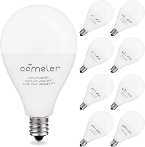 Vista 13 de comzler Bombillas LED A15 equivalentes a 60 W, blanco cálido 2700 K, bombilla redonda LED de base pequeña E12 para ventilador de techo,