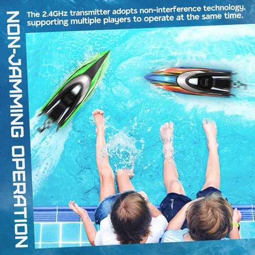 Vista 7 de ALPHAREV Barco RC - R308 32+ KPH - Barco de control remoto rápido para piscina y lago con maleta portátil, barcos RC de carreras de 2.4 GHz