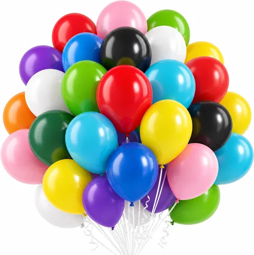 Vista 8 de LovesTown 110 globos de látex de 12 pulgadas con cinta para decoración de cumpleaños, baby shower, boda, fiesta, color azul (paquete de 2)
