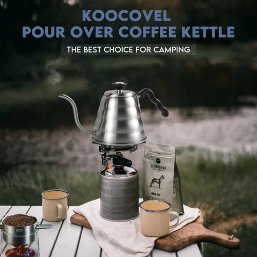 Vista 7 de Hervidor de cuello de cisne de acero inoxidable compatible con todas las estufas, cafetera de 1.2L/40 onzas con termómetro integrado para un control