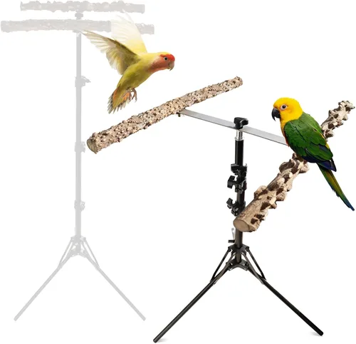 Vista 7 de Soporte ajustable de perca para pájaros de 16 a 63 pulgadas, juguete de perca de madera de pimienta natural, accesorios para interiores y exteriores