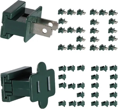 Vista 8 de SPT-1 Vampire Plugs 20 piezas Negro – Enchufe deslizante hembra y macho, enchufe eléctrico de repuesto para luces de decoración de Navidad