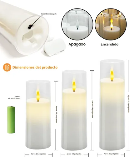 Vista 4 de kakoya Velas Parpadeantes sin Llama que Funcionan con Baterías con Control Remoto y Temporizador de 2/4/6/8 H Velas LED de Pilar Acrílicas Paquete