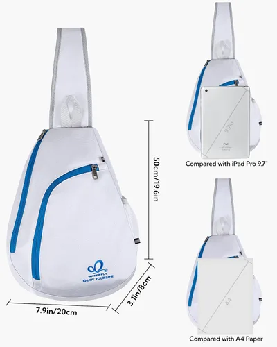Vista 2 de Waterfly Bolso bandolera pequeño resistente al agua, mochila ligera con hombros y pecho para hombres y mujeres, senderismo y viajes