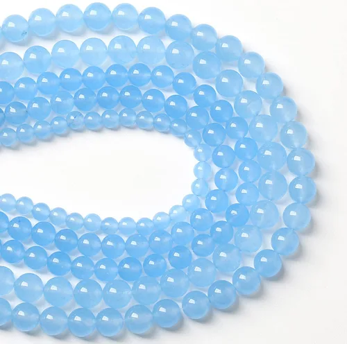 Vista 37 de 4MM 86 piezas Cuentas sueltas de piedra natural de amazonita calcedonia para hacer joyería DIY Pulsera Collar 1 hebra