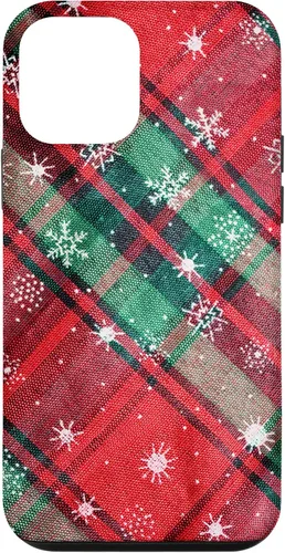 Vista 16 de Green Red Christmas Plaid Winter Snowflakes Case for iPhone 16