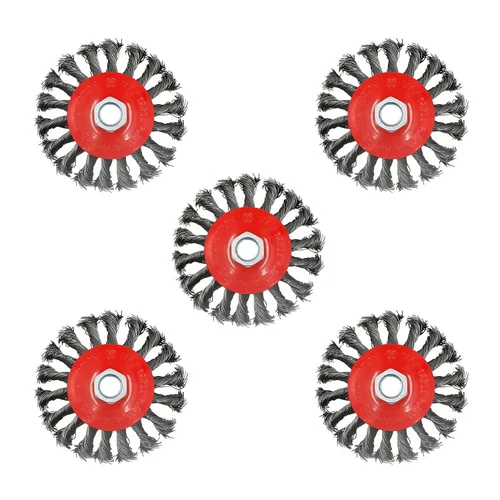 Vista 9 de AUPREX Paquete de 2 cepillos de alambre anudado para amoladoras angulares con eje roscado 11 UNC, alambre de acero al carbono de 0.02 pulgadas