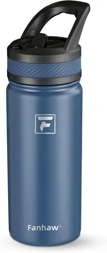 Vista 31 de Fanhaw Botella de Agua Aislada para Niños de 18 Oz con Tapa de Pajita – Acero Inoxidable de Doble Pared al Vacío, A Prueba de Fugas, Botellas