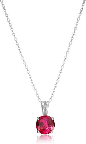 Vista 8 de Amazon Essentials Collar con colgante de piedra natal de corte redondo de plata de ley de 18 pulgadas (anteriormente colección Amazon)