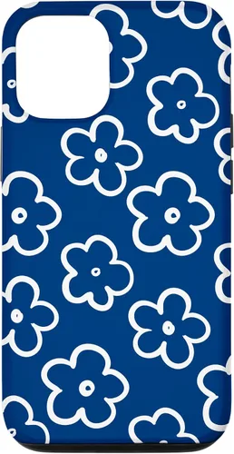 Vista 28 de Lindo patrón de flores silvestres azul marino y blanco floral caso para iPhone 17