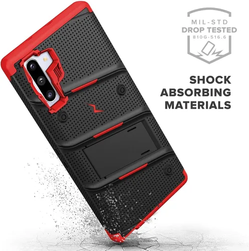 Vista 4 de Zizo Bolt Cover - Funda para Samsung Galaxy Note 10 y Kickstand y funda (negro/rojo)