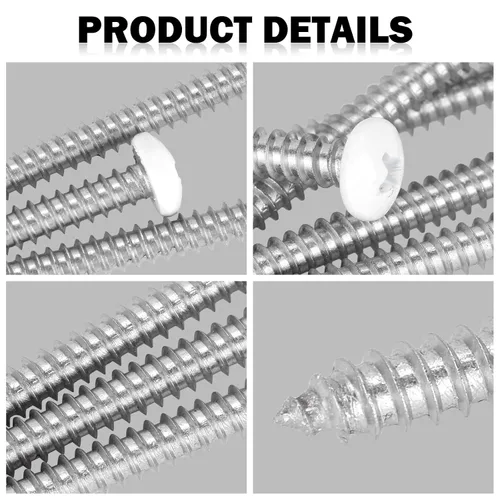 Vista 3 de QISHENG White Head 100 PCS #4x1/4(0.25 pulgadas) Tornillos para Madera de Cabeza Redonda Phillips de Acero Inoxidable, Tornillo de Acero Inoxidable