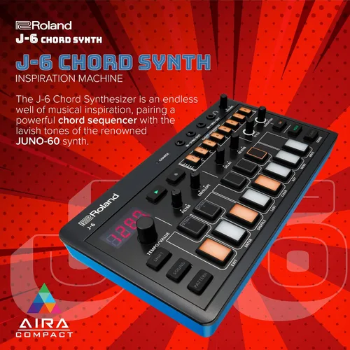 Vista 7 de Roland Paquete de máquinas de música portátiles AIRA Compact J-6 y T-8 JUNO Synth & TR Drums