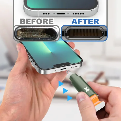 Vista 4 de Ordilend Kit de limpieza para iPhone para limpiador de puerto de carga, multiherramienta de reparación de limpiador de iPhone, cable Lightning, kit