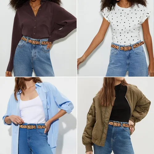 Vista 6 de JIEDE Cinturón con estampado de leopardo para mujer, cinturones de cintura de cuero genuino para jeans