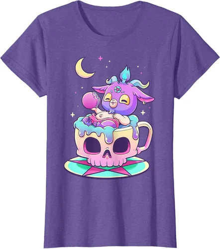Vista 21 de Kawaii Pastel Goth Cute espeluznante Pentáculo Baphomet - Camiseta de cabra, Negro
