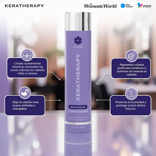 Vista 7 de KERATHERAPY Acondicionador tonificante violeta totalmente rubio con infusión de queratina, 10.1 fl. oz. / 300 ml - Acondicionador morado