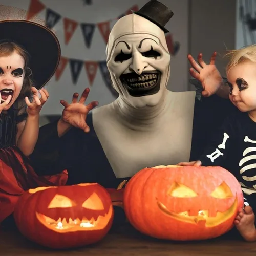 Vista 4 de Hot6sl - Máscaras de Halloween de terror divertido de látex completo para tocado divertido de terror