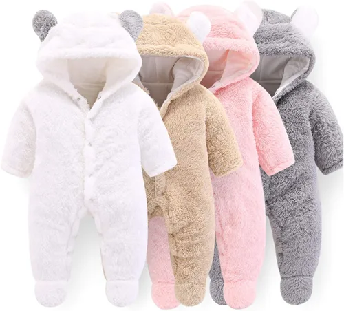 Vista 2 de VNVNE - Enterizo con capucha para recién nacido, traje para la nieve, con diseño de caricaturas, de oso, de forro felpa