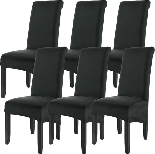 Vista 23 de ele ELEOPTION Fundas grandes de terciopelo y elastano para silla, fundas protectoras suaves y elásticas para silla, extraíbles y lavables para Negro