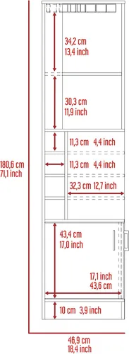 Vista 9 de FM FURNITURE The Seattle - Armario esquinero para bar con 3 estantes abiertos, estante de cristal, 8 cubos de botellas y puertas dobles, color negro