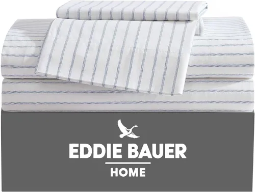 Vista 39 de Eddie Bauer - Juego de sábanas individuales, sábanas de percal de algodón, frescas y frescas, ideales para dormitorio