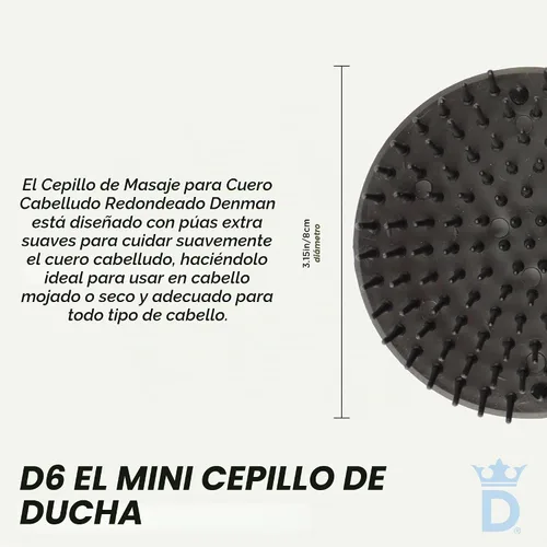 Vista 2 de Denman Cepillo desenredante para cabello rizado y masajeador de cuero cabelludo D6 - Cepillo alisador de cabello Negro