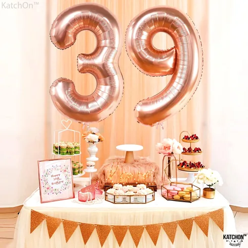 Vista 7 de KatchOn, Globos grandes del número 39, color negro, 40 pulgadas, globos de números 39, decoraciones de cumpleaños de 39 para hombres, globos