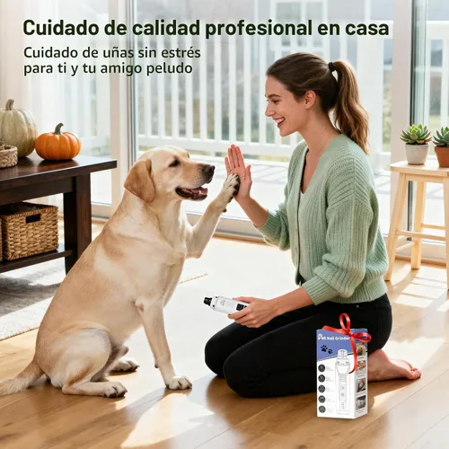 Vista 9 de Molinillo de uñas para perro, 4 velocidades, recargable, silencioso, eléctrico, recortador de uñas para mascotas con luces LED duales, protector