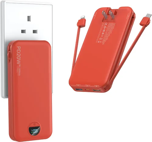 Vista 16 de Ffnpua Cargador portátil Power Bank 10000mAh PD20W con cables incorporados
