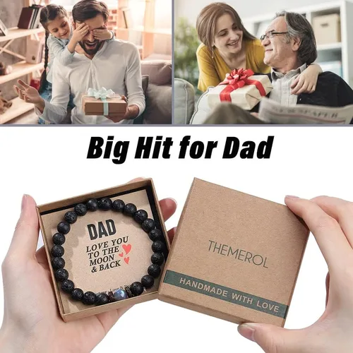 Vista 3 de Regalos de Navidad para niños, hombres, amor, fuerza, pulsera de piedras preciosas naturales para hijo, nieto, papá, novio, marido, hermano