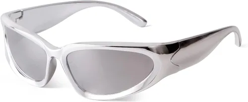 Vista 8 de ADE WU Gafas de sol envolventes de moda para mujeres y hombres Marco beige/lente marrón