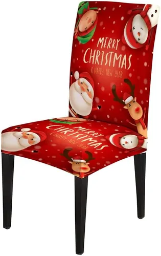 Vista 81 de CAPSCEOLL Christmas Dining Chair Covers,Snowflakes Festive Winter Pattern Stretch Chair Covers for Dining Room Set of 2 Washable Spandex Parson