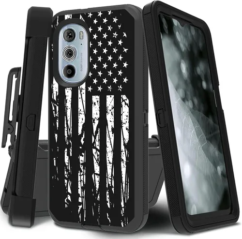 Vista 68 de Funda para Motorola Edge 2021 / Moto Edge 5G UW, protección resistente de 3 capas híbridas a prueba de golpes con funda de clip para cinturón
