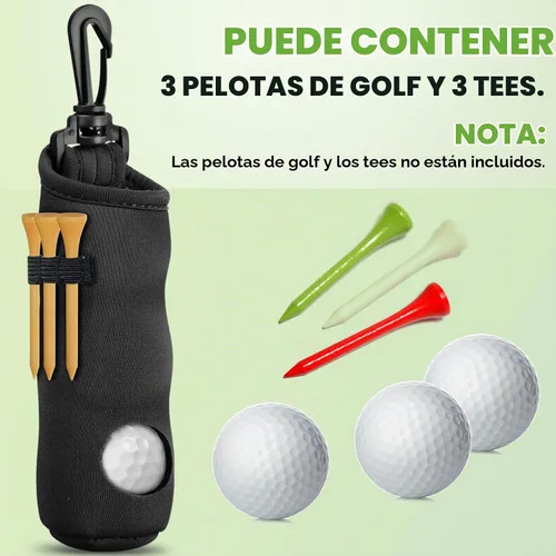 Vista 4 de Chivao 4 Pcs Golf Ball Holder, Golf Tee Pouch for 3 Balls Negro